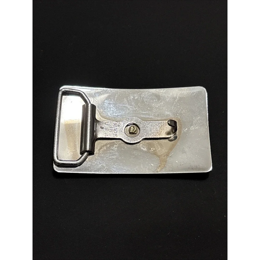 Vintage Made In USA Silver Tone Belt Buckle Gold Revolver Western Pistol Gun